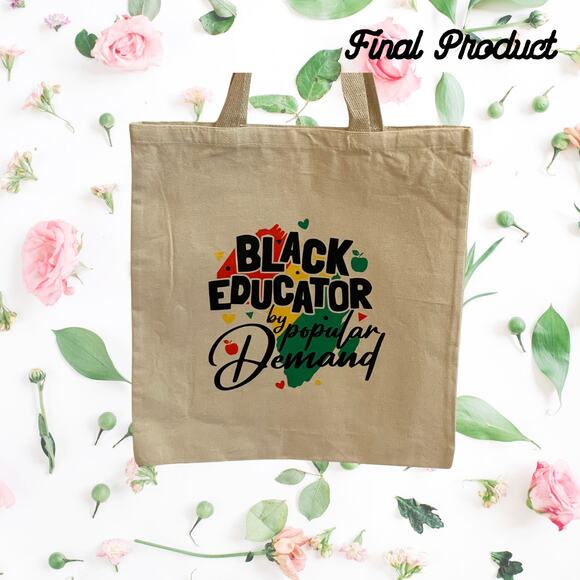 Fashion Graphic Print Black Educator by Popular Design Trendy Canvas Tote Bag - Picture 5 of 5